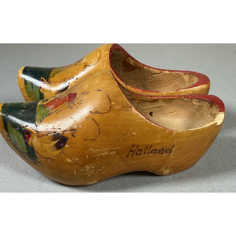 Vintage Wooden Dutch Clogs Hand Painted Holland Souvenir Shoes Decor - Picture 8 of 10